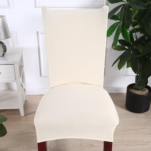 Solid Color Chair Cover Elastic Seat Chair Removable and Washable Stretch Cream-Coloured Minimalist Banquet Hotel Eat Desk Cover
