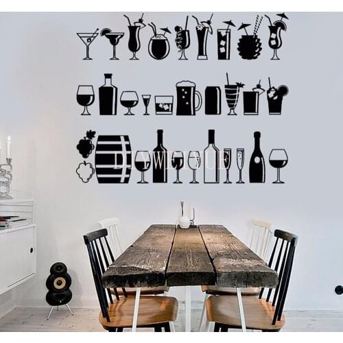 Bar Decoration Wall Sticker Accessaries Vinyl DIY Decor Decal Various Bar Drinks Mural Bar Restallrant Reception Wall Decals Z61