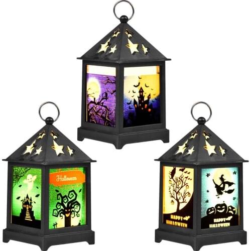 Halloween Decoration For Home Led Candles Tea Light Vintage Castle Pumpkin Ghost Hanging LED Lantern Lamp Halloween Supplies