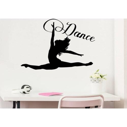 Dance Wall Decal Woman Girl Silhouette Dancing Gymnastics Acrobatics Vinyl Sticker Decals Home Decor Studio Dance Art G731