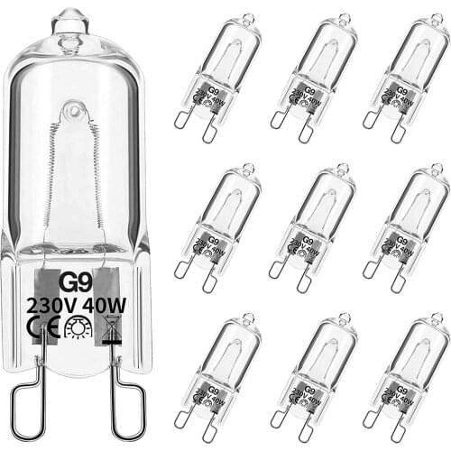 10pcs G9 220V 40W 3000-3500K Warm White Halogen Bulb Light Globe Lamp Free Shipping