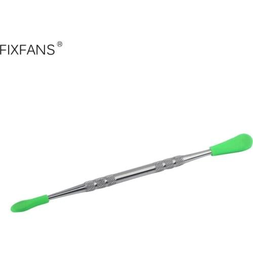 12cm Stainless Steel Spoon with Silicone Tip Cover, Tobacco Pipe Smoking Oil Cleaner for Atomizer Tank Vape DIY Cleaning Tool