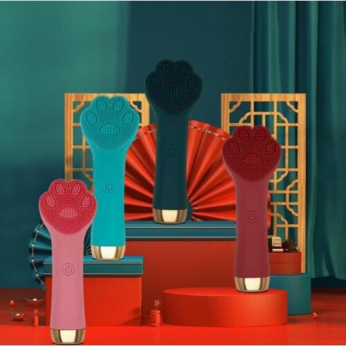 Cleansing Instrument Cat Paw Ultrasonic Skin Scrubber Brush Electric Skin Care Machine Makeup Massager Face Pore Cleaner Brush