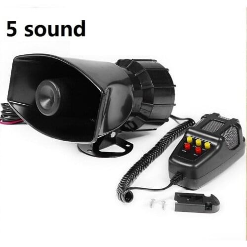 Car Horn with MIC Loud Motorcycle Siren Vehicle Truck Warning Alarm Loudspeaker Plastic Police Firemen 7 Sound DC 12V 100W