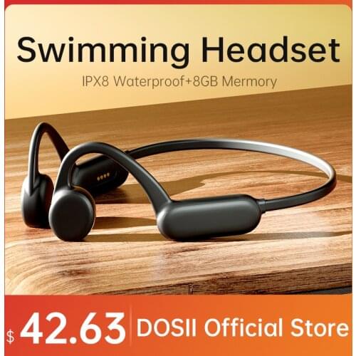 DOSII Bone Conduction Earphones Swimming Wireless Headphones 8GB IPX8 Waterproof MP3 Music Player Handfree Running for Sony