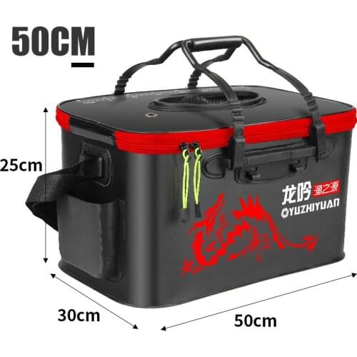 Large Fishing Bucket 40/45/50cm Foldable Insulated Thicken Live Fishing Box Fish Cooler Bag Fishing Tank Pesca Equipment