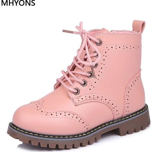 MHYONS 2018 Girls Martin Boots Shoes For Girls Children Warm Boots Fashion Soft Bottom Boys Girls Boots Non-slip Kids Sneakers
