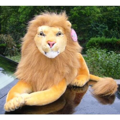 About 12 inch simulation lion plush toy lying brown lion 30cm doll baby gift w5410