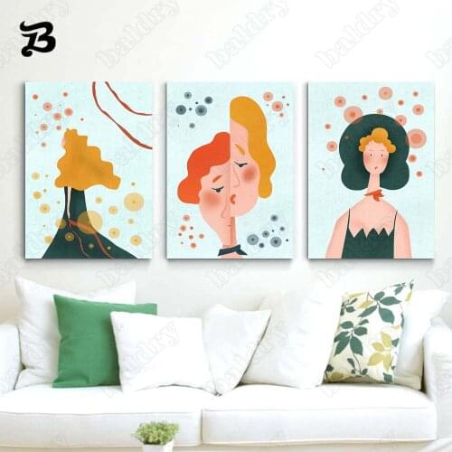 Nordic Style Abstract Figure Oil Painting Blonde Goddess Modern Wall Art Canvas Painting Prints for Living Room Home Decoration