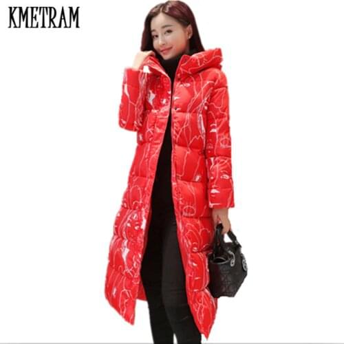 KMETRAM 2020 Fashion Winter Jacket Women Cotton Padded Slim Thick Camouflage Female Coat Parka Warm Winter Long Jackets HH312