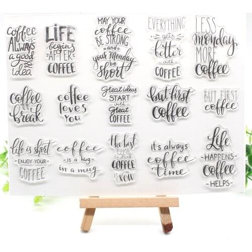 KSCRAFT Coffee Transparent Clear Silicone Stamp for Scrapbooking/Card Making/Kids Craft Fun Decoration