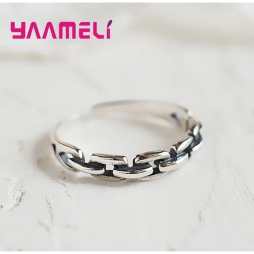 New Original Antique 925 Sterling Silver Rings for Men Women Fashion Design Statement Opening Band Stackable Statement Jewelry