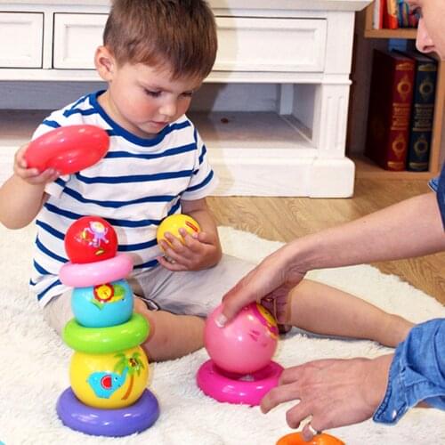 Ring Rainbow Tower Stacking Ball Set Kids Early Development Kids Educational Toys for Children Gifts