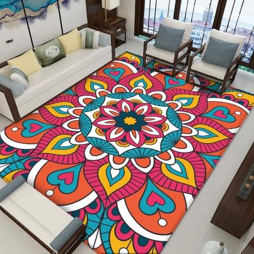 Bohemian Style Round Area Rugs Mandala Floral Living Room Sofa Table Non-Slip Carpets Bedroom Hanging Chair Kids Room Floor Mat