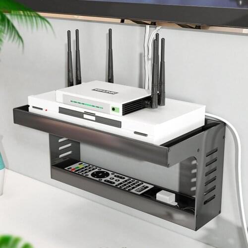 Metal Wall Mount Storage TV Box Router Shelf Set-top Box Bracket Holder Mini PC DVD Player Stand Rack For Home Bathroom