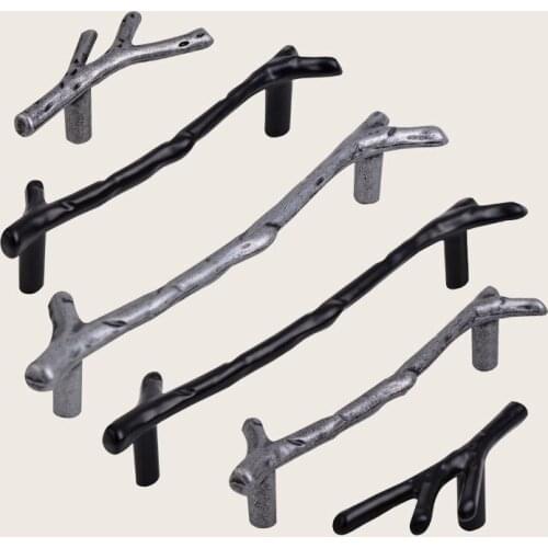 Fashion 2pcs/set Tree Branch Furniture Handle 96mm 128mm Black Silver Kitchen Cabinet Handles Drawer Knobs Door Pulls Hardware