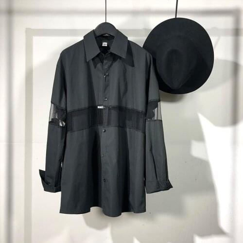 Owen seak Men Casual Shirt Gothic Mens Clothing Hip Hop Tops Tees Autumn Oversized High Streetwear Long Sleeves Black Shirt