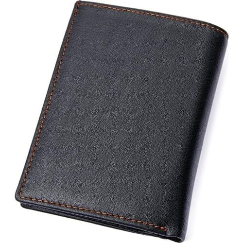 Man Pocket Wallet Cowhide Leather Mens Bank ID Credit Drive Liscence Card Holder Wallets Zipper Coin Bag Men Purse
