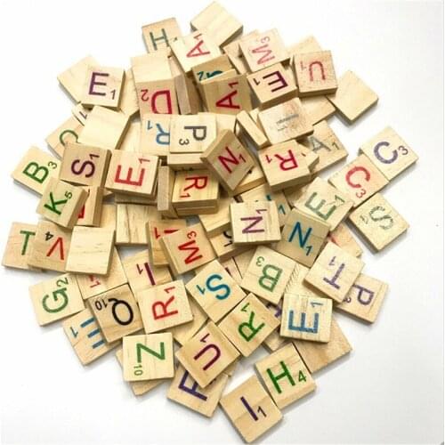 300PCS Wooden English Letter Set Word Scrapbooking Scrabble Wood Letters Number Alphabet Tile Letter Block Home DIY Crafting