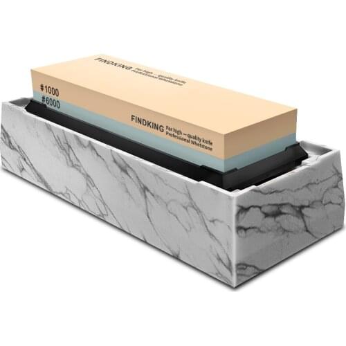 FINDKING Knife Sharpening Stone Set 1000 /6000 Grit kitchen Professional Safe Knives Sharpener kit with Nonslip Base Best Gift