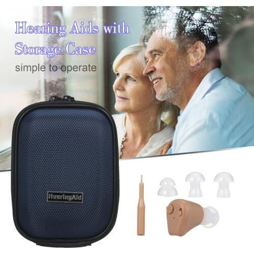 Rechargeable Hearing Aids with Storage Case & Lanyard Sound Amplifier In Ear Hearing Enhancement Device for Adults & Seniors
