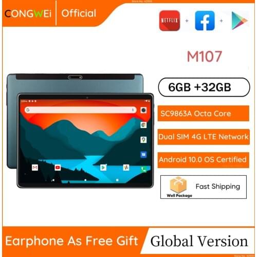 Newest Android 10.0 Tablet PC Octa-Core 6GB+32GB Dual Sim Card 4G LTE WiFi Bluetooth GPS 10 inch 1280x800 IPS HD Screen Tablets