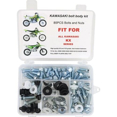 Fit for Kawasaki KX60 KX65 KX80 KX85 KX125 KX250 KX500 Complete Body Plastic Frame Fender Bolts Kit Fairing Kit Steel