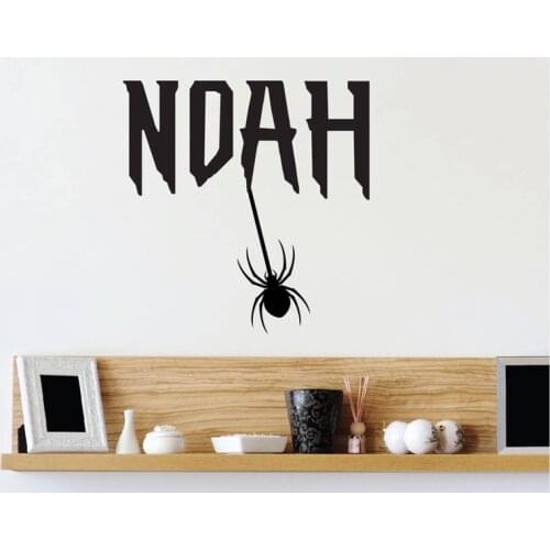 Custom Monogram Bedroom Name Decals Spider Hanging Font Name Wallpaper Decal Superhero Font Wall Mural Wall Art Kids A1-075