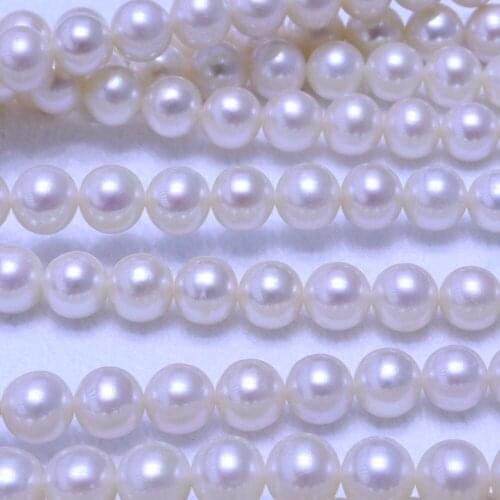 Stunning 5 Qty 8mm round white genuine pearl wholesale loose pearls strings