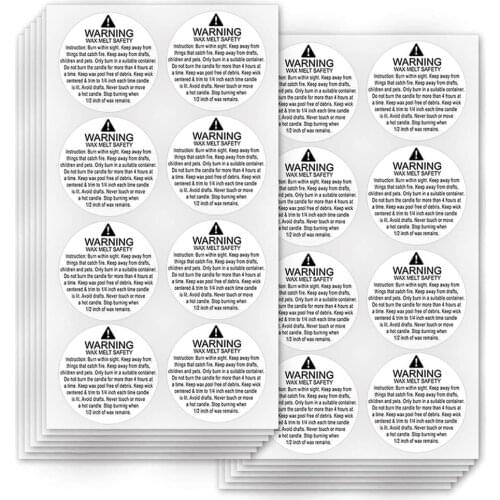 Candle Warning Stickers 1.5 inch Round Candle Jar Container Labels Wax Melting Safety Stickers 504 Label White Background
