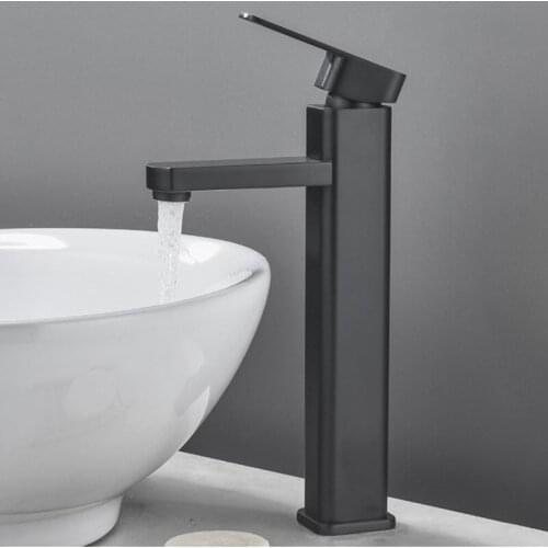 Basin Faucet Bathroom Sink Tap 304 SS Black single lever bathroom brass water mixer crane hot and cold Crane