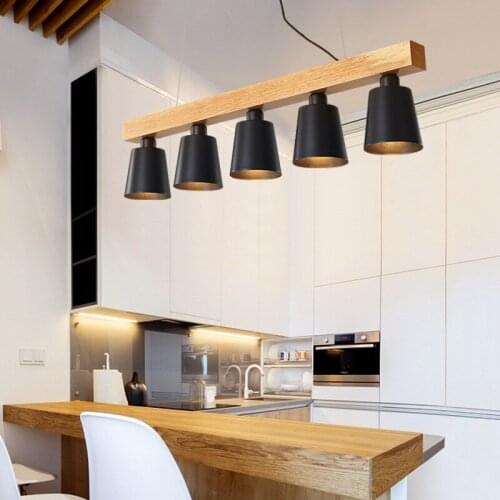Modern Pendant Lights Wood LED Kitchen Lights LED lamp Dining Room Hanging Lamp Ceiling Lamps Lighting Fixtures for Long Table