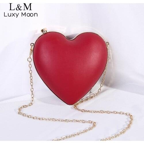 Women Evening Clutch Bag Dinner Party Female Mini Heart Shaped Purse And Handbag Luxury Designer Bag Chain Shoulder Bag X504H