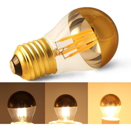 Bombilla led filament lights E27 4W 110v 220v dimmer G45 bubble ball bulb Edison Sgolden top Mirror Shadowless Lamp warm white