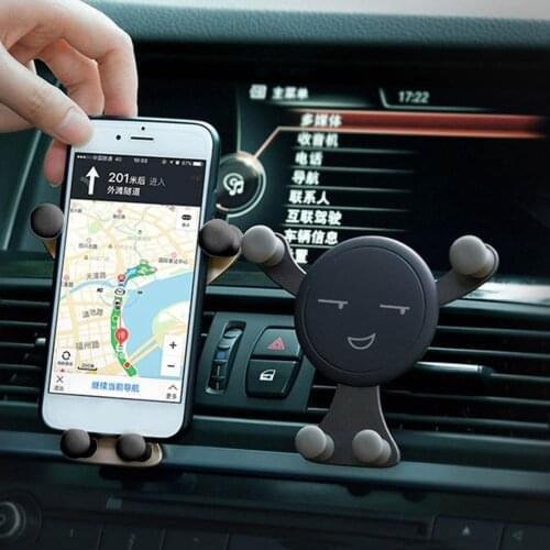 Universal Smile Emoticon Air Vent Clip Car Phone Holder Bracket Vehicle Supplies Car Phone Holder Stand Gravity Steady Bracket