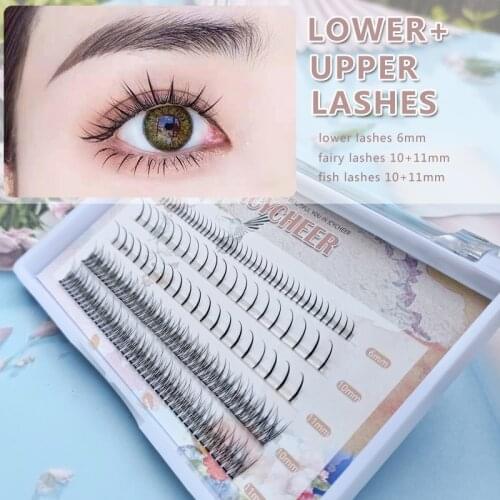 Upper&Bottom Flase Lashes Fairy Fish Tail Eyelashes Like Doll Sexy Eyelash Extensions Ciglia Superio Eye Lashess