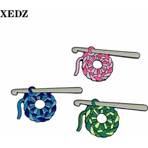 XEDZ 3 Styles Color Enamel Pins Needle Thread Ball Cotton Lantern Packaging Lapel Badge Sweater Brooch Jewelry Children Gift