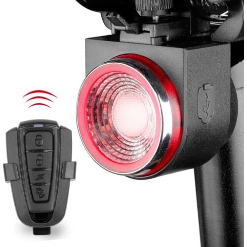 Rechargeable Rear Bicycle Light Brake Bike Tail Lamp Wireless Remote Control Cycling Taillight Anti-theft Burglar Alarm Bell