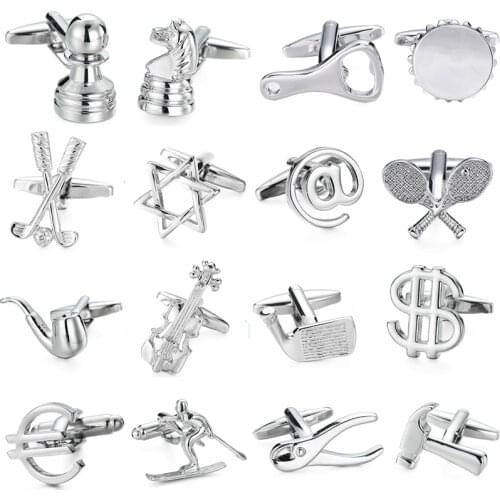 DY Free Delivery A pair of personality design stainless steel Silvery Cufflinks Fashion brand mens French shirt Cufflinks