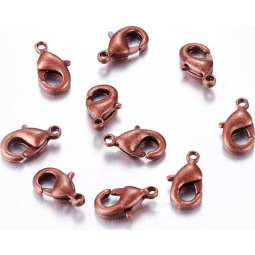 20Pcs Brass Lobster Claw Clasps Claw Clasps For Bracelet Necklace Chain Diy Jewelry Making Findings Red Copper Color 10x5x3mm