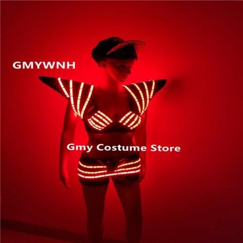 NZ001 Ballroom dance led costumes dj RGB light bra singer glowing vest women sexy led dress cosplay clothe party outfit bikini