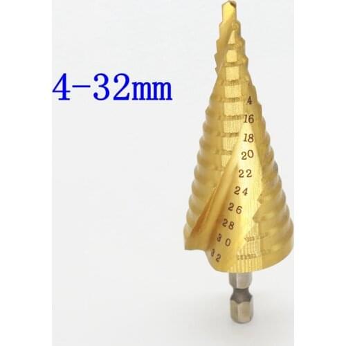 1 PCS HSS Stair Drill 4-32mm Spiral Groove Center Mini Solid Carbide Drill Bit Drilling Accessories Titanium Step Cone Metal