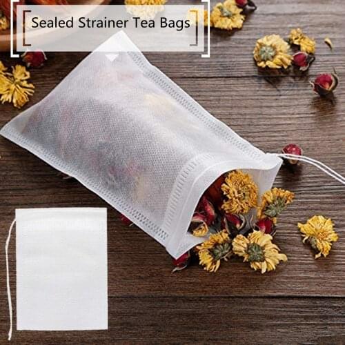 100pcs/pack Non-woven Fabrics Empty Filter Brew Tea Package Bags New Empty Teabags Paper Strainer Scented Small Floral Tea Pack