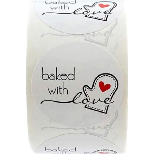 1500pcs Brown round Kraft paper sticker handmade with love sticker scapbook for envelope seal labels stationery st