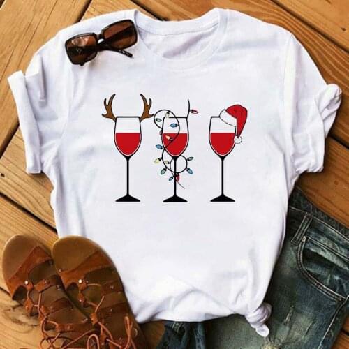 2021Women Wine Glass Funny T-shirt Harajuku 90s Korean Style Short Sleeve Tees Shirts Lady Yong Girl Top Tee