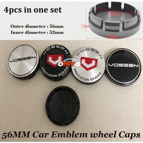 4pcs/set of 56mm 2.20inch ABS Label Car Emblem Badge Wheel Rim Hub Cap Cover Car Sticker for Vossen Logo Sticker Car Accessories