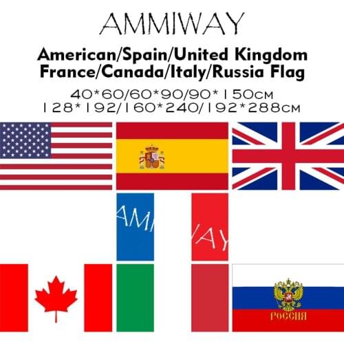 AMMIWAY Any Size American United States Spain United Kingdom France Canada Italy Russian Federation National Flags and Banners