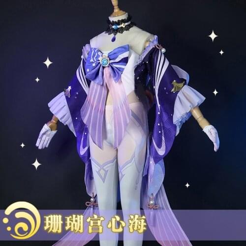 Anime Genshin Impact Sangonomiya Kokomi Dress Lolita Kimono Outfit Role Play Cosplay Costume Halloween Women Free Shipping 2021