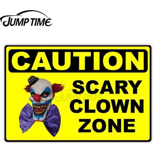 Jump Time 13cm x6.6cm Car Stickers Scary Clown Zone Decals Personality Bulding Wiper Bumper Waterproof Vinyl Car Accessories