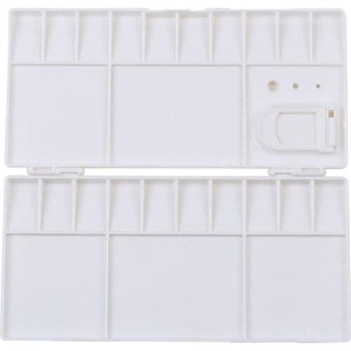 White Plastic Paint Palette Box Watercolor Tray With 25 Grids Flip Cap Folding Art Tool Supplies